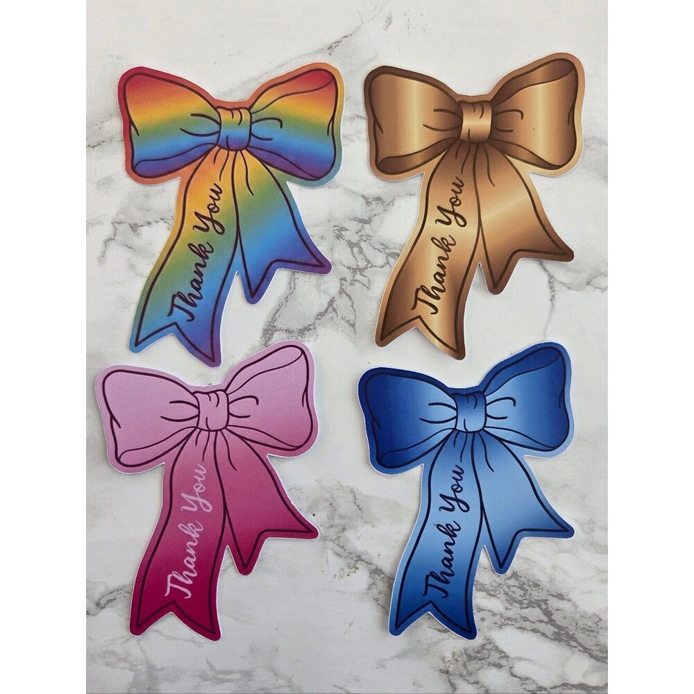 50 Assorted Bows Thank You Cards | Cute Gift Packaging Decoration